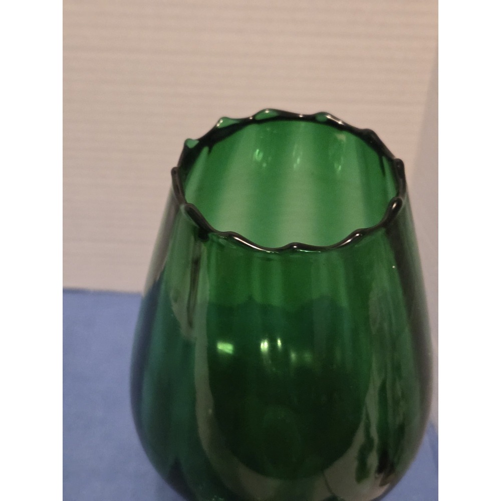 Vintage Long Stem Brandy Snifter~Emerald Green Glass Clear Stem Empoli? - Picture 2 of 6